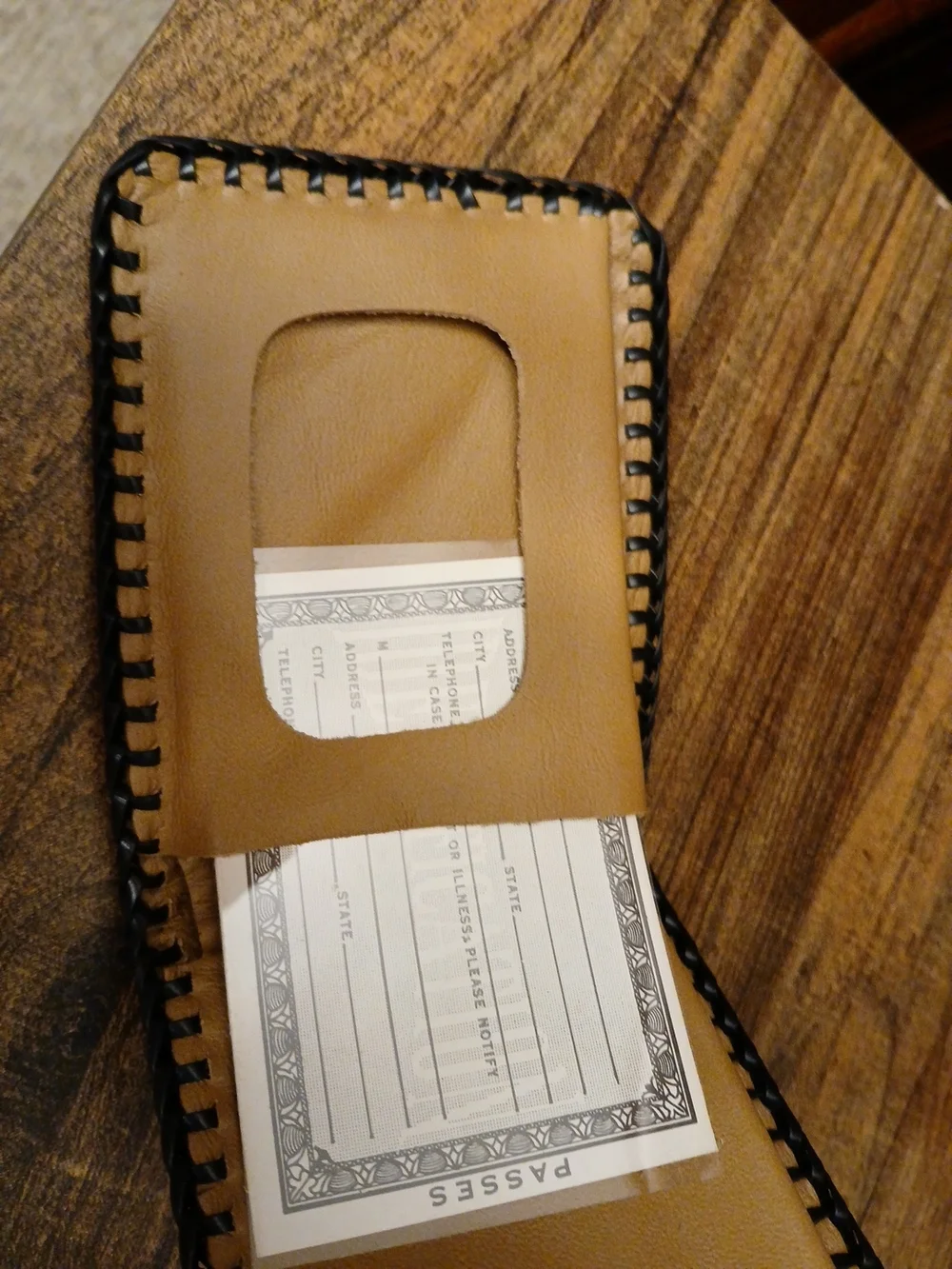 Tooled Leather Bifold Wallet with Western Boot Design - Brown & Black